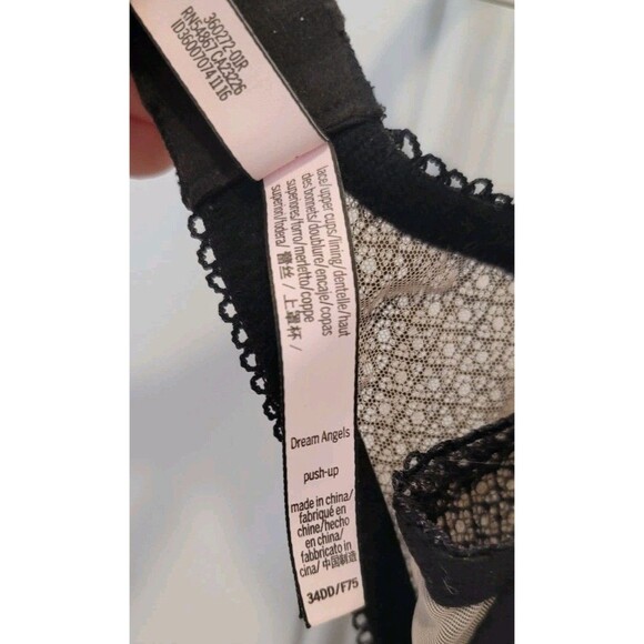 Victoria's Secret Dream Angels Push Up Black Lace Nude Bra 34DD Sexy Lingerie - Picture 5 of 12